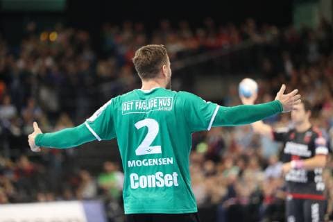 SG Flensburg-Handewitt vs Skjern Handbold, Handball, EHF Champions League Gruppenphase, 04.11.18 Thomas Mogensen (Skjern Handbold, 02) gestikuliert