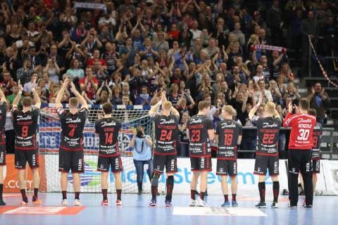 Jubel nach Sieg Flensburg Schleswig-Holstein Deutschland Flens-Arena Copyright: xAgentur54Gradx xSpeedphotosx