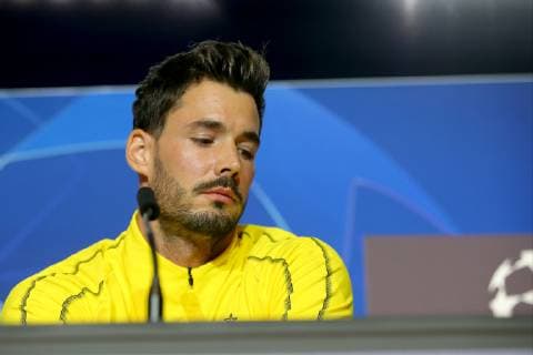 Roman Buerki ( Borussia Dortmund 1 ), Pressekonferenz, Atletico Madrid vs. Borussia Dortmund, Fussball, Champions League Gruppenphase, 05.11.2018 Pressekonferenz , Atletico Madrid vs. Borussia Dortmund, Fussball, Champions League Gruppenphase, 05.11.2018 Madrid Copyright: xLanger Eibner-Pressefotox EP_HLR