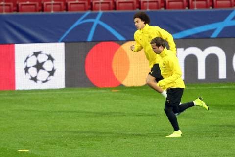 Mario Goetze ( Borussia Dortmund 10 ) Axel Witsel ( Borussia Dortmund 28 ), Training, Atletico Madrid vs. Borussia Dortmund, Fussball, Champions League Gruppenphase, 05.11.2018 Training , Atletico Madrid vs. Borussia Dortmund, Fussball, Champions League Gruppenphase, 05.11.2018 Madrid Copyright: xLanger Eibner-Pressefotox EP_HLR