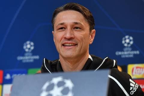 Niko KOVAC (Trainer Bayern Muenchen), lacht,lachen,lachend,optimistisch,gutgelaunt, Einzelbild,angeschnittenes Einzelmotiv,Portraet,Portrait,Porträt. Pressekonferenz FC Bayern Muenchen vor dem Champions League Spiel gegen AEK Athen, Fussball,am 06.11..2018,.