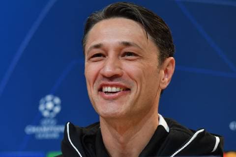 Niko KOVAC (Trainer Bayern Muenchen), lacht,lachen,lachend,optimistisch,gutgelaunt, Einzelbild,angeschnittenes Einzelmotiv,Portraet,Portrait,Porträt. Pressekonferenz FC Bayern Muenchen vor dem Champions League Spiel gegen AEK Athen, Fussball,am 06.11..2018,.