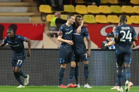 Club s Hans Vanaken celebrates after scoring during a game between AS Monaco and Belgian soccer team Club Brugge KV in the Principality of Monaco, Tuesday 06 November 2018, on day four of the UEFA Champions League, in group A. BRUNOxFAHY  x05462692x