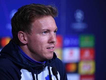 06.11.2018, xmeix, Fussball UEFA Champions League, Pressekonferenz Abschlusstraining Olympique Lyon - TSG 1899 Hoffenheim, emspor, v.l. Hoffenheims Trainer Julian Nagelsmann (TSG 1899 Hoffenheim) DFL DFB REGULATIONS PROHIBIT ANY USE OF PHOTOGRAPHS as IMAGE SEQUENCES and or QUASI-VIDEO Lyon