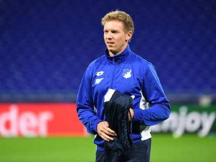 06.11.2018, xmeix, Fussball UEFA Champions League, Pressekonferenz Abschlusstraining Olympique Lyon - TSG 1899 Hoffenheim, emspor, v.l. Hoffenheims Trainer Julian Nagelsmann (TSG 1899 Hoffenheim) DFL DFB REGULATIONS PROHIBIT ANY USE OF PHOTOGRAPHS as IMAGE SEQUENCES and or QUASI-VIDEO Lyon
