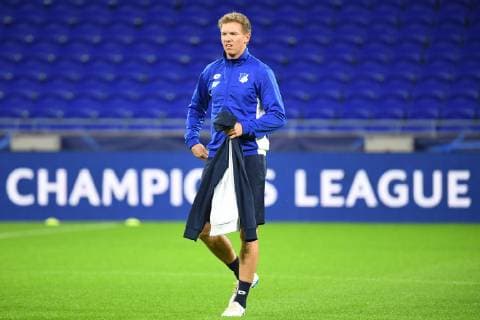 06.11.2018, xmeix, Fussball UEFA Champions League, Pressekonferenz Abschlusstraining Olympique Lyon - TSG 1899 Hoffenheim, emspor, v.l. Hoffenheims Trainer Julian Nagelsmann (TSG 1899 Hoffenheim) DFL DFB REGULATIONS PROHIBIT ANY USE OF PHOTOGRAPHS as IMAGE SEQUENCES and or QUASI-VIDEO Lyon