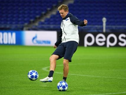 06.11.2018, xmeix, Fussball UEFA Champions League, Pressekonferenz Abschlusstraining Olympique Lyon - TSG 1899 Hoffenheim, emspor, v.l. Hoffenheims Trainer Julian Nagelsmann (TSG 1899 Hoffenheim) DFL DFB REGULATIONS PROHIBIT ANY USE OF PHOTOGRAPHS as IMAGE SEQUENCES and or QUASI-VIDEO Lyon