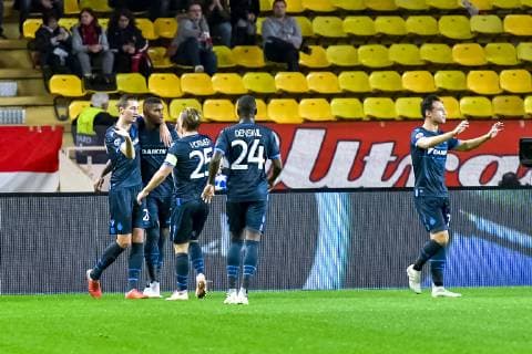 Fußball, CL, AS Monaco - FC Brügge Joie Club Bruges - Hans Vanaken (Club Bruges) - Wesley (Club Bruges) FOOTBALL : AS Monaco vs Club Bruges - Ligue des Champions - Monaco - 06 11 2018 NorbertScanella Panoramic 