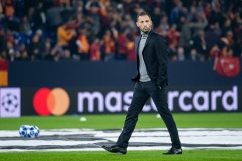 06.11.2018, xkvx, Fussball UEFA Champions League, FC Schalke 04 - Galatasaray Istanbul emspor, v.l. Trainer Domenico Tedesco (S04 - Schalke 04) (DFL DFB REGULATIONS PROHIBIT ANY USE OF PHOTOGRAPHS as IMAGE SEQUENCES and or QUASI-VIDEO) Gelsenkirchen