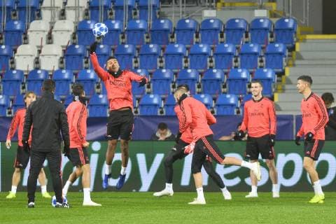 Soccer player CARLOS HENRIQUE CASIMIRO (jumping) of Real Madrid in action during the training session prior to 4th round Football Champions League group G match: Viktoria Plzen vs Real Madrid in Pilsen, Czech Republic, November 6, 2018. (CTKxPhoto MiroslavxChaloupka) CTKPhotoP201811060974901  cha20