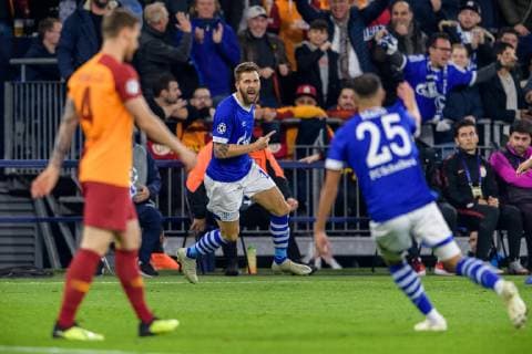 Guido Burgstaller (FC Schalke 04 19) beim Torjubel nach dem Treffer zum 1:0 beim Champions League Spiel zwischen dem FC Schalke 04 und Galatasaray Istanbul am 06.11.2018, FC Schalke 04 vs Galatasaray Istanbul, Champions League Gruppenphase, 06.11.2018 Gelsenkirchen Copyright: xSchuelerx xEibnerx-xPressefotox EP_EER