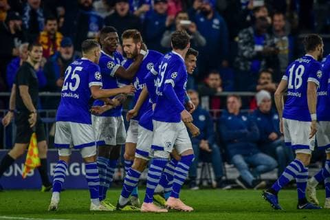 Gelsenkirchen, Germany 06.11.2018, UEFA Champions League - 2018 19 Season, Rueckrunde, Gruppenphase - Gruppe D - 4. Spieltag, FC Schalke 04 - Galatasaray Istanbul, Guido Burgstaller (FC Schalke 04) jubel, Torjubel um nach seinem treffer zum 1-0 ( DeFodi520