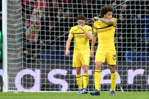 Thomas Delaney ( Borussia Dortmund 6 ) Axel Witsel ( Borussia Dortmund 28 ) nach dem 1:0, Atletico Madrid vs. Borussia Dortmund, Fussball, Champions League Gruppenphase, 06.11.2018 Atletico Madrid vs. Borussia Dortmund, Fussball, Champions League Gruppenphase, 06.11.2018 Madrid Copyright: xLanger Eibner-Pressefotox EP_HLR