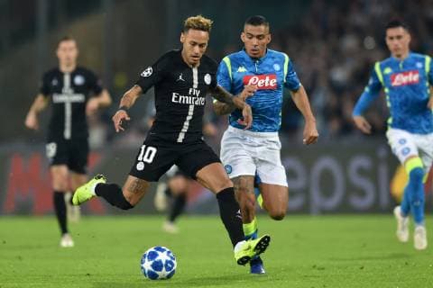 Fußball, CL, SSC Neapel - Paris St. Germain Neymar PSG, Allan Napoli. Napoli 06-11-2018 Stadio San Paolo Football Calcio UEFA Champions League 2018 2019 Group C Napoli - Paris Saint Germain Foto Antonietta Baldassarre Insidefoto AntoxBaldassarre