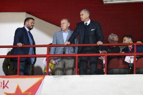 ZVEZDAN TERZIC manager and DRAGAN DZAJIC president of Crvena zvezda during UEFA Champions league match against Liverpool at Rajko Mitic stadium, Beograd 06.11.2018 MarkoxMetlas 