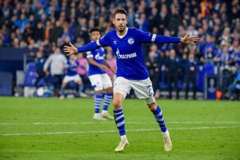 Mark Uth (FC Schalke 04 7) beim Torjubel nach dem Treffer zum 2:0 beim Champions League Spiel zwischen dem FC Schalke 04 und Galatasaray Istanbul am 06.11.2018, FC Schalke 04 vs Galatasaray Istanbul, Champions League Gruppenphase, 06.11.2018 Gelsenkirchen Copyright: xSchuelerx xEibnerx-xPressefotox EP_EER