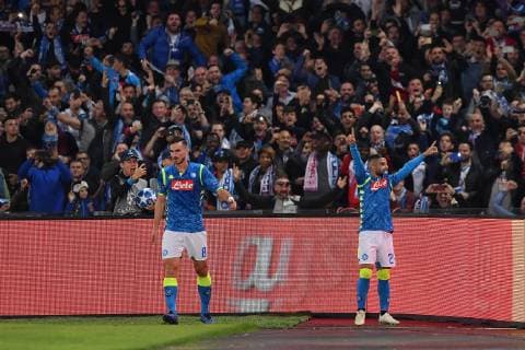 Fußball, CL, SSC Neapel - Paris St. Germain Photo Cafaro LaPresse November 6, 2018 Naples, Italy soccer SSC Napoli vs Paris Saint-Germain - UEFA Champions League 2018 19 season Group C matchday 4 - San Paolo stadium. In the pic: Lorenzo Insigne (SSC Napoli) celebrates after scoring the 1-1 goal.  Copyright: xCafaro LaPressex