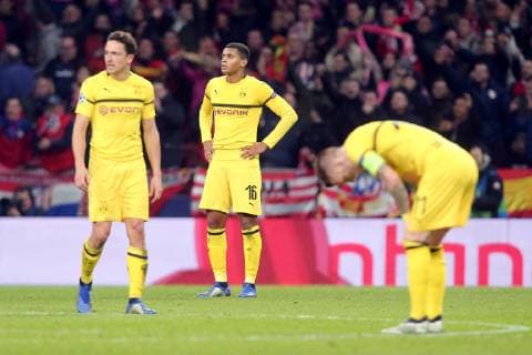 Sport Bilder des Tages Thomas Delaney ( Borussia Dortmund 6 ) Manuel Akanji ( Borussia Dortmund 16 ) Marco Reus ( Borussia Dortmund 11 ) nach dem 2:0, Atletico Madrid vs. Borussia Dortmund, Fussball, Champions League Gruppenphase, 06.11.2018 Atletico Madrid vs. Borussia Dortmund, Fussball, Champions League Gruppenphase, 06.11.2018 Madrid Copyright: xLanger Eibner-Pressefotox EP_HLR