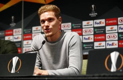 RB Leipzig PK Fussball Euro League Glasgow, 07.11.2018, Celtic Park, Fussball, UEFA Europa League , PK am Vortag des Spiels Celtic FC Glasgow (SCO) vs. RB Leipzig (GER). , Im Bild: Marcel Halstenberg (Player RB Leipzig) ,