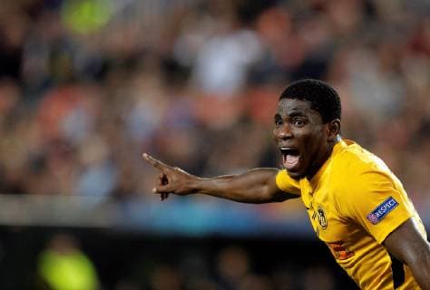 Bern s forward Roger Assale celebrates after scoring the 1-1 during the UEFA Champions League group H match between Valencia CF and Berner Club Young Boys at Mestalla stadium, in Valencia, Spain, 07 November 2018. Valencia CF - Berner Sport Club Young Boys !ACHTUNG: NUR REDAKTIONELLE NUTZUNG!  Copyright: xKaixForsterlingx GRAF3782 20181107-636772170971437478