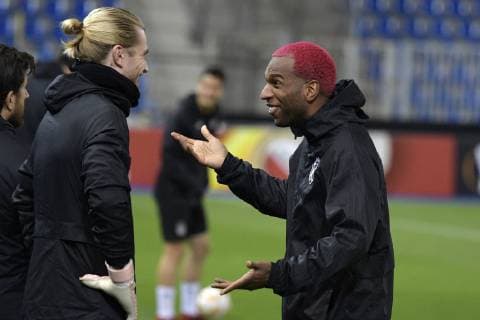 Sport Bilder des Tages Besiktas Loris Karius and Besiktas Ryan Babel pictured during a training session of Turkish club Besiktas, in Genk, Wednesday 07 November 2018. Tomorrow Besiktas will meet Belgian soccer team KRC Genk on day four of the UEFA Europa League group stage, in group I. YORICKxJANSENS  x05463648x