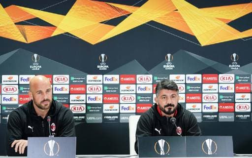 Photo LaPresse - Spada November 07 , 2018 Sevilla ( Spain ) Soccer A.C. Milan - Season 2018-2019 press conference PK Pressekonferenz Gennaro Gattuso , Pepe Reina Betis Siviglia vs Milan In the pic: Pepe Reina , Gennaro Gattuso  Copyright: xSpada LaPressex