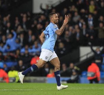7th November 2018, Etihad Stadium, Manchester, England; UEFA Champions League football, Manchester City versus Shakhtar Donetsk; Gabriel Jesus of Manchester City celebrates scoring his hat-trick in the 90th minute to make the final score 6-0 to City  ActionPlus12077139 ConorxMolloy