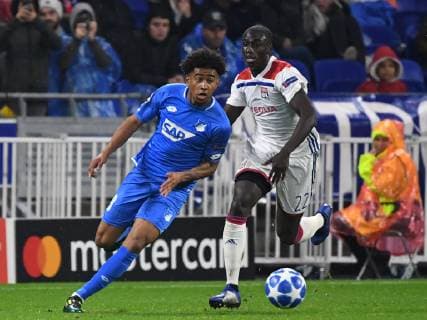 07.11.2018, xmeix, Fussball UEFA Champions League, Olympique Lyon - TSG 1899 Hoffenheim, emspor, v.l. Reiss Nelson (TSG 1899 Hoffennheim), Olympique Lyons Ferland Mendy DFL DFB REGULATIONS PROHIBIT ANY USE OF PHOTOGRAPHS as IMAGE SEQUENCES and or QUASI-VIDEO Lyon