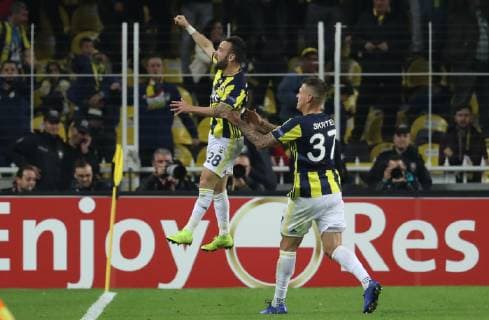 Fenerbahce s Mathieu Valbuena celebrates after scoring during the match between Belgian soccer team RSC Anderlecht and Turkish team Fenerbahce, Thursday 08 November 2018 in Istanbul, Turkey, on day four of the UEFA Europa League group stage, in group D. VIRGINIExLEFOUR  x05464272x
