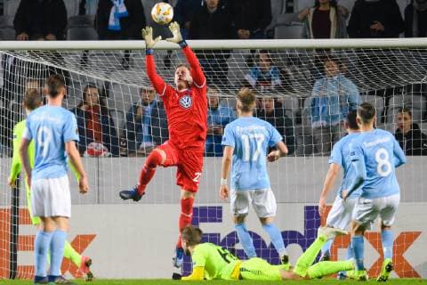 181108 Goalkeeper Johan Dahlin of Malmö FF during the Europa League group stage match between Malmö FF and Sarpsborg 08 on November 8, 2018 in Malmö. Photo: Petter Arvidson BILDBYRN kod PA 92149  Copyright: PETTERxARVIDSON BB181108PA051