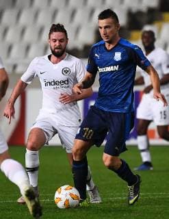 08.11.2018, xjhx, Fussball UEFA Europa League, Apollon Limassol - Eintracht Frankfurt emspor, v.l. Marc Stendera (Eintracht Frankfurt), Sasa Markovic (Apollon Limassol) (DFL DFB REGULATIONS PROHIBIT ANY USE OF PHOTOGRAPHS as IMAGE SEQUENCES and or QUASI-VIDEO) Limassol
