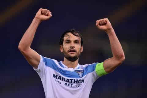 Goal celebration after score of Marco Parolo Lazio. Roma 08-11-2018 Stadio Olimpico Football Calcio Europa League 2018 2019 Group H Lazio - Olympique Marseille Foto Antonietta Baldassarre Insidefoto antoxbalda