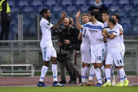 Marco Parolo of Lazio celebrates scoring first goal during the UEFA Europa League Group Stage match between Lazio and Olympique de Marseille at Stadio Olimpico, Rome, Italy on 8 November 2018. Copyright: xGiuseppexMaffiax 21840040