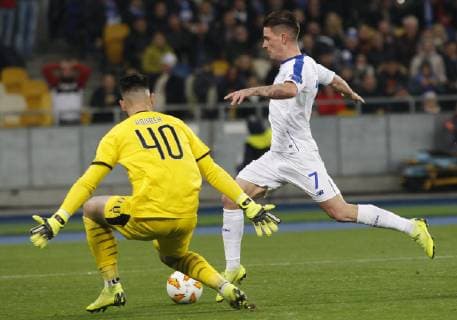 November 8, 2018 - Kiev, Ukraine - Dynamo Kiev s Benjamin Verbic (2-R) celebrates a goal after scoring during the UEFA Europa League Group K second-leg football match between Rennes and Dynamo Kyiv at the Olympiyskiy Stadium in Kiev, Ukraine, 08 November 2018. Dynamo Kyiv v Stade Rennais - UEFA Europa League (13 immagini)  - ZUMAn230 20181108_zaa_n230_323 Copyright: xStrx