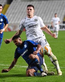 08.11.2018, xjhx, Fussball UEFA Europa League, Apollon Limassol - Eintracht Frankfurt emspor, v.l. Dylan Quedraogo (Apollon Limassol), Luka Jovic (Eintracht Frankfurt) (DFL DFB REGULATIONS PROHIBIT ANY USE OF PHOTOGRAPHS as IMAGE SEQUENCES and or QUASI-VIDEO) Limassol