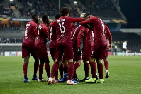 SOCCER - UEFA EL, Rosenborg vs RBS TRONDHEIM,NORWAY,08.NOV.18 - SOCCER - UEFA Europa League, group stage, Rosenborg BK vs Red Bull Salzburg. Image shows the rejoicing of RBS. GEPAxpictures xFlorianxErtl
