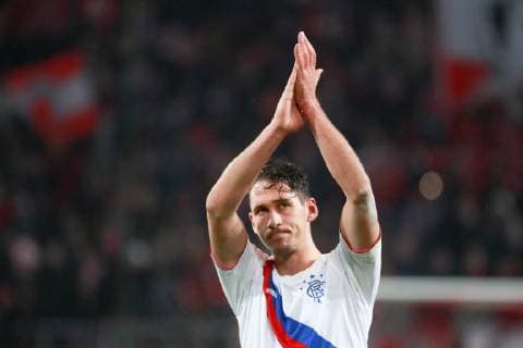 MOSCOW, RUSSIA - NOVEMBER 8, 2018: Rangers Glasgow s Nikola Katic after the 2018 19 UEFA Europa League Group G Round 4 football match against Spartak Moscow at Otkrytie Arena. Spartak Moscow won the game 4-3. Sergei Fadeichev TASS  TS096BF6