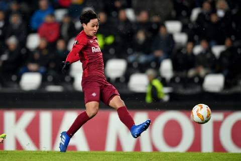 SOCCER - UEFA EL, Rosenborg vs RBS TRONDHEIM,NORWAY,08.NOV.18 - SOCCER - UEFA Europa League, group stage, Rosenborg BK vs Red Bull Salzburg. Image shows Takumi Minamino (RBS). Keywords: goal. GEPAxpictures xFlorianxErtl