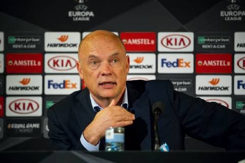 181108 Head coach Uwe Rösler of Malmö FF during the press conference PK Pressekonferenz after the Europa League group stage match between Malmö FF and Sarpsborg 08 on November 8, 2018 in Malmö.  Copyright: LUDVIGxTHUNMAN BB181108LT070
