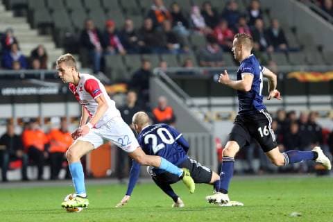 PRAGUE 08.11.2018 PILKA NOZNA FOOTBALL LIGA EUROPY - UEFA EUROPA LEAGUE SLAVIA PRAHA - FC COPENHAGEN NZ. TOMAS SOUCEK (SLAVIA) FOT. MICHAL CHWIEDUK FOKUSMEDIA.COM.PL NEWSPIX.PL --- Newspix.pl  181108CHW066