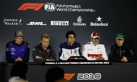 Grande Prêmio do Brasil de Fórmula 1 2018 SÃO PAULO, SP - 08.11.2018: GRANDE PRÊMIO DO BRASIL DE FÓRMULA 1 2018 - The drivers (and d) Brendon HARTLEY, Kevin MAGNUSSEN, Lance STROLL, Marcus ERICSSON and Stoffel VANDOORNE during a press conference PK Pressekonferenz for the Brazilian Grand Prix of Formula 1 2018, held at the Autodromo de Interlagos, in São Paulo, SP. (Photo: Rodolfo Buhrer La Imagem Fotoarena) x1637003x  RodolfoxBuhrer