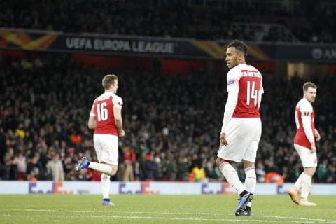 Pierre-Emerick Aubameyang of Arsenal rues a missed chance during the UEFA Europa League Group Stage match between Arsenal and Sporting at the Emirates Stadium, London, England on 8 November 2018. Copyright: xCarltonxMyriex 21800071