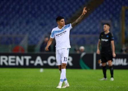 November 8, 2018 - Rome, Italy - SS Lazio v Olympique de Marseille : UEFA Europa League Group H.Joaquin Correa of Lazio celebrates after the goal of 2-0 scored at Olimpico Stadium in Rome, Italy on November 8, 2018. SS Lazio V Olympique De Marseille - UEFA Europa League Group H  - ZUMAn230 20181108_zaa_n230_368 Copyright: xMatteoxCiambellix