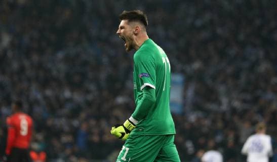 November 8, 2018 - Kiev, Ukraine - Goalkeeper Dynamo Kiev s Denys Boyko reacts during the Europa League match between Dynamo Kiev and Rennes at the Olympic Stadium in Kiev. Ukraine, Thursday, November 8, 2018. Dynamo Kyiv v Stade Rennais - UEFA Europa League  - ZUMAn230 20181108_zaa_n230_392 Copyright: xDanilxShamkinx