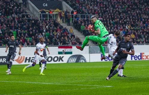 November 8, 2018 - Budapest, Hungary - Goalkeeper Alexandros Paschalakis in action during the UEFA Europa League Group L match between MOL Vidi FC and FC PAOK at Groupama stadium on Nov 08, 2018 in Budapest, Hungary. Vidi FC v PAOK - UEFA Europa League - Group L  - ZUMAn230 20181108_zaa_n230_527 Copyright: xRobertxSzaniszlox