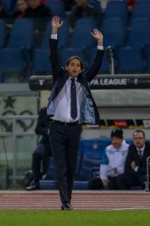 Italy: Lazio vs Marseille - UEFA Europa League 8th November 2018, Stadio Olimpico, Rome, Italy; UEFA Europa League football, Lazio versus Marseille; Simone Inzaghi coach of Lazio gives instructions to his players . Rome Lazio Italy Stadio Olimpico  GiampieroxSpositox xPacificxPress