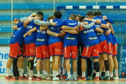 Die Mannschaft von HBW Balingen-Weilstetten schwoert sich ein beim Spiel TSV Bayer Dorrmagen vs. HBW Balingen-Weilstetten, Handball, 2. Bundesliga, 09.11.2018 TSV Bayer Dorrmagen vs. HBW Balingen-Weilstetten, Handball, 2. Bundesliga, 09.11.2018 Dormagen Copyright: xEIBNER MarioxHommesx EP_MHS