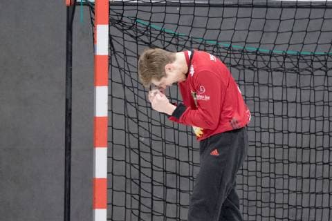 Luebbecke, Deutschland 09.11.2018: 2. Handball-Bundesliga - 2018 2019 - TuS-N-Luebbecke vs. ASV Hamm-Westfalen Torwart Joel Birlehm (Luebbecke) Luebbecke Nordrhein-Westfalen Deutschland Merkur Arena