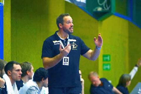 Trainer Christian Pöhler (Dresden) Handball 2.Liga 2018 19 EHV Aue - HC Elbflorenz Dresden am 9.11.2018 EHV Aue - HC Elbflorenz Dresden