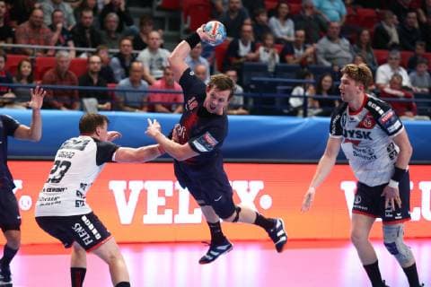 Handball, CL, Paris St. Germain - SG Felnsburg-Handewitt Sander Sagosen (Paris) HANDBALL : VELUX EHF Champions League - 7eme journee - Paris Saint-Germain HB vs SG Flensburg-Handewitt - 10 11 2018 KevinDomas Panoramic 